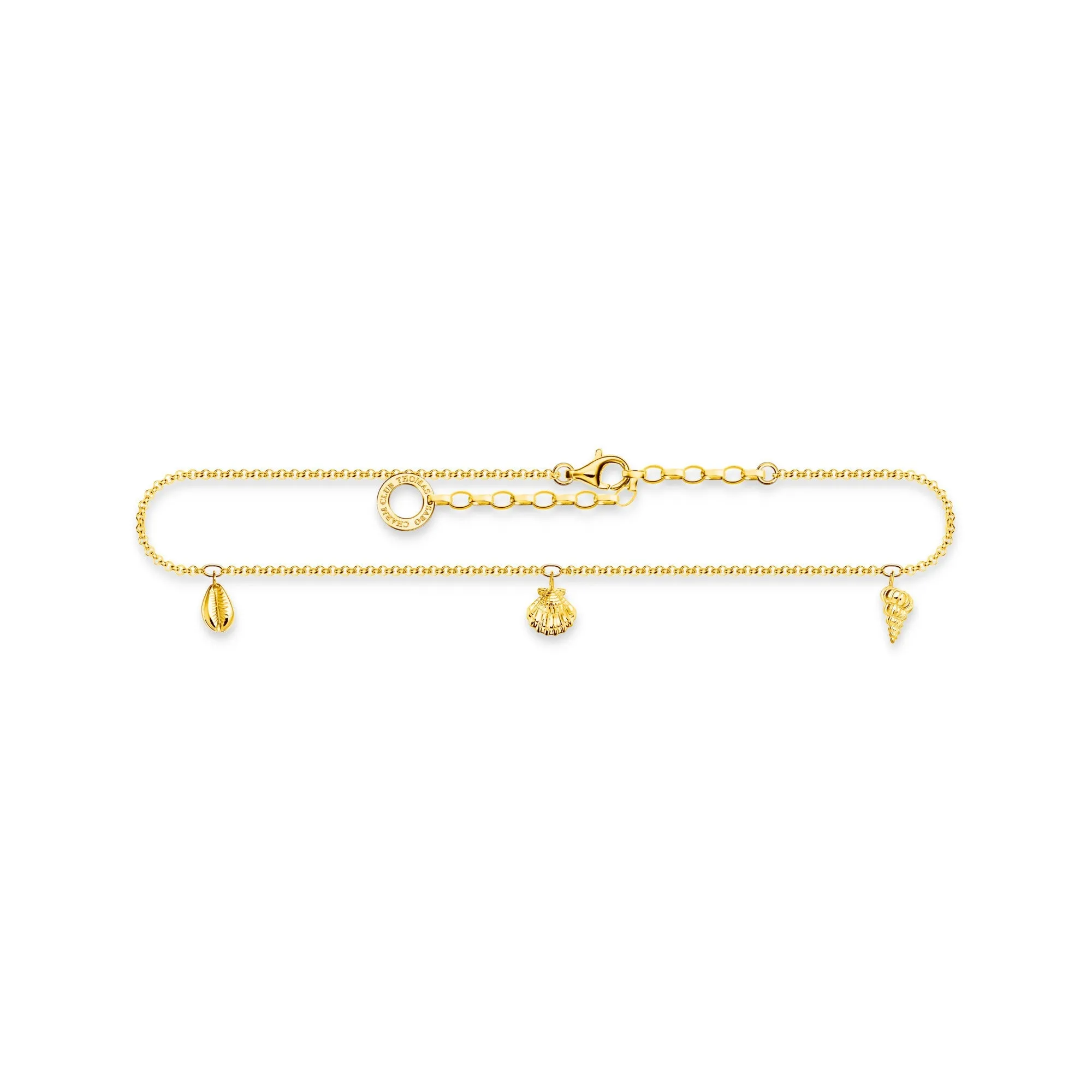 Thomas Sabo Jewellery Thomas Sabo Charm Club Yellow Gold Plated Sterling Silver Shells Anklet