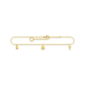 Thomas Sabo Jewellery Thomas Sabo Charm Club Yellow Gold Plated Sterling Silver Shells Anklet