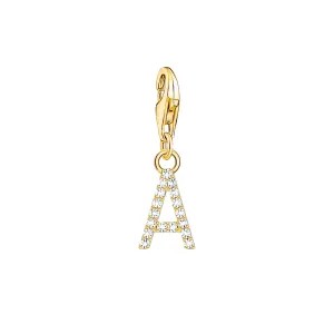 Thomas Sabo Jewellery Thomas Sabo Charmista Gold Plated Sterling Silver Letter A Charm Pendant