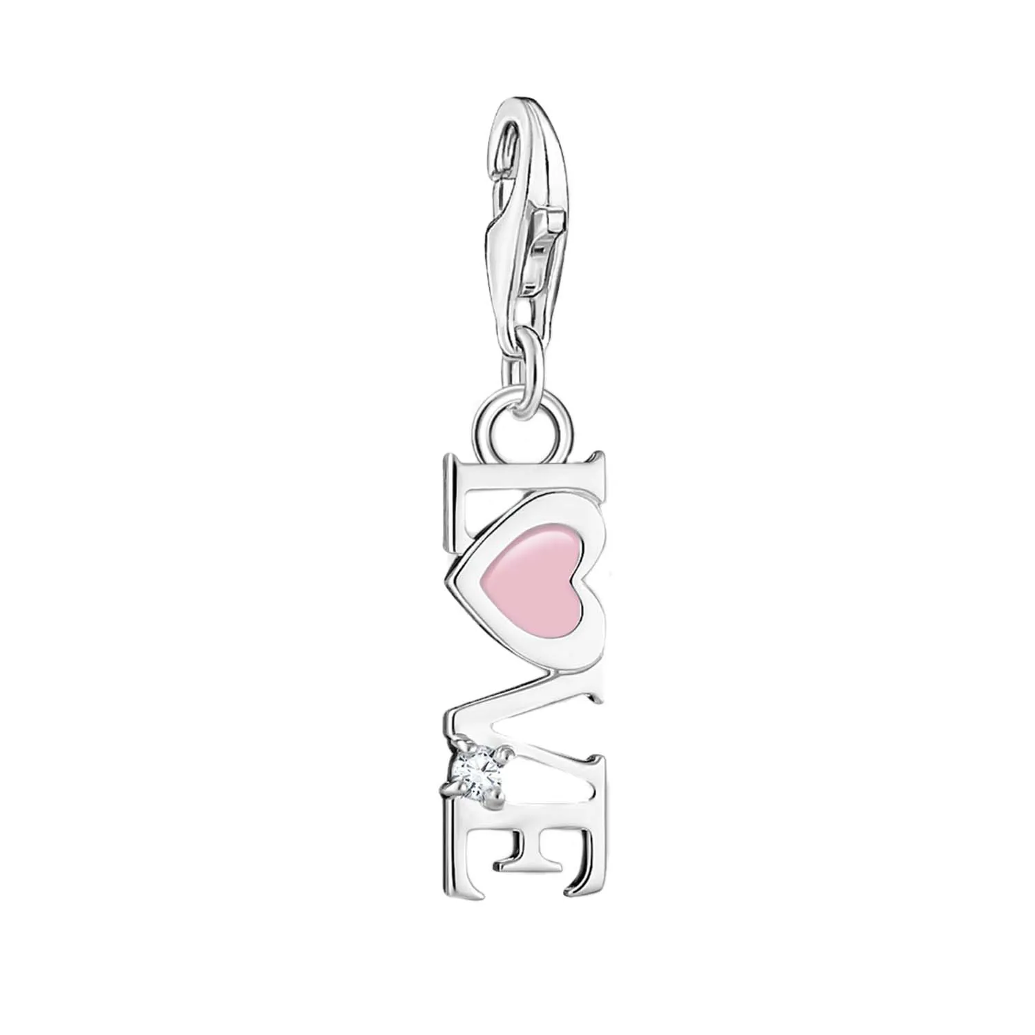 Thomas Sabo Jewellery Thomas Sabo Charmista Sterling Silver Pink Love Heart Charm Pendant