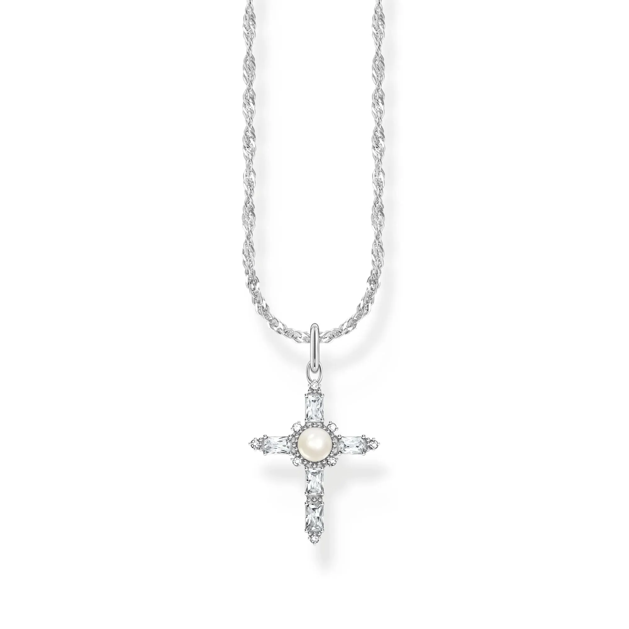 Thomas Sabo Jewellery Thomas Sabo - Cross Romance necklace with pendant white silver