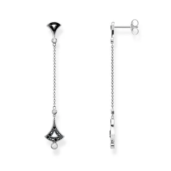 Thomas Sabo Jewellery Thomas Sabo Dragon Nights Fan Black CZ Earrings - TH1989