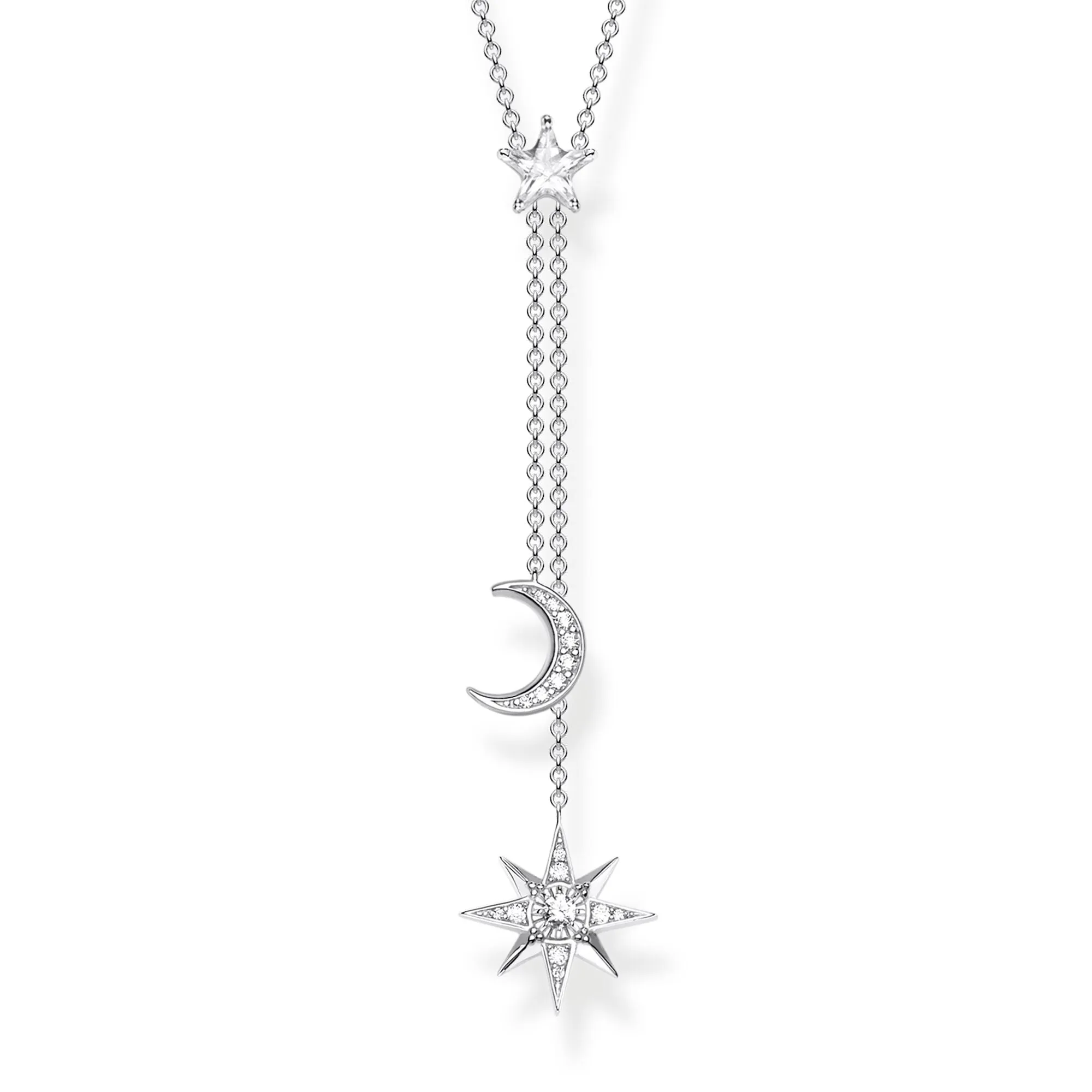 Thomas Sabo Jewellery Thomas Sabo Glam & Soul Sterling Silver CZ Magic Stars Drop Necklace