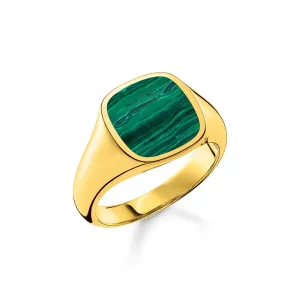 Thomas Sabo Jewellery Thomas Sabo Gold Plated Sterling Silver Classic Green Ring