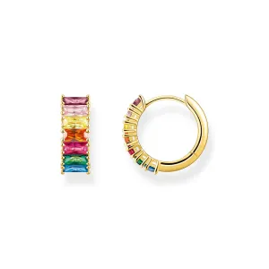 Thomas Sabo Jewellery Thomas Sabo Gold Plated Sterling Silver Colourful Stone Hoop Earrings