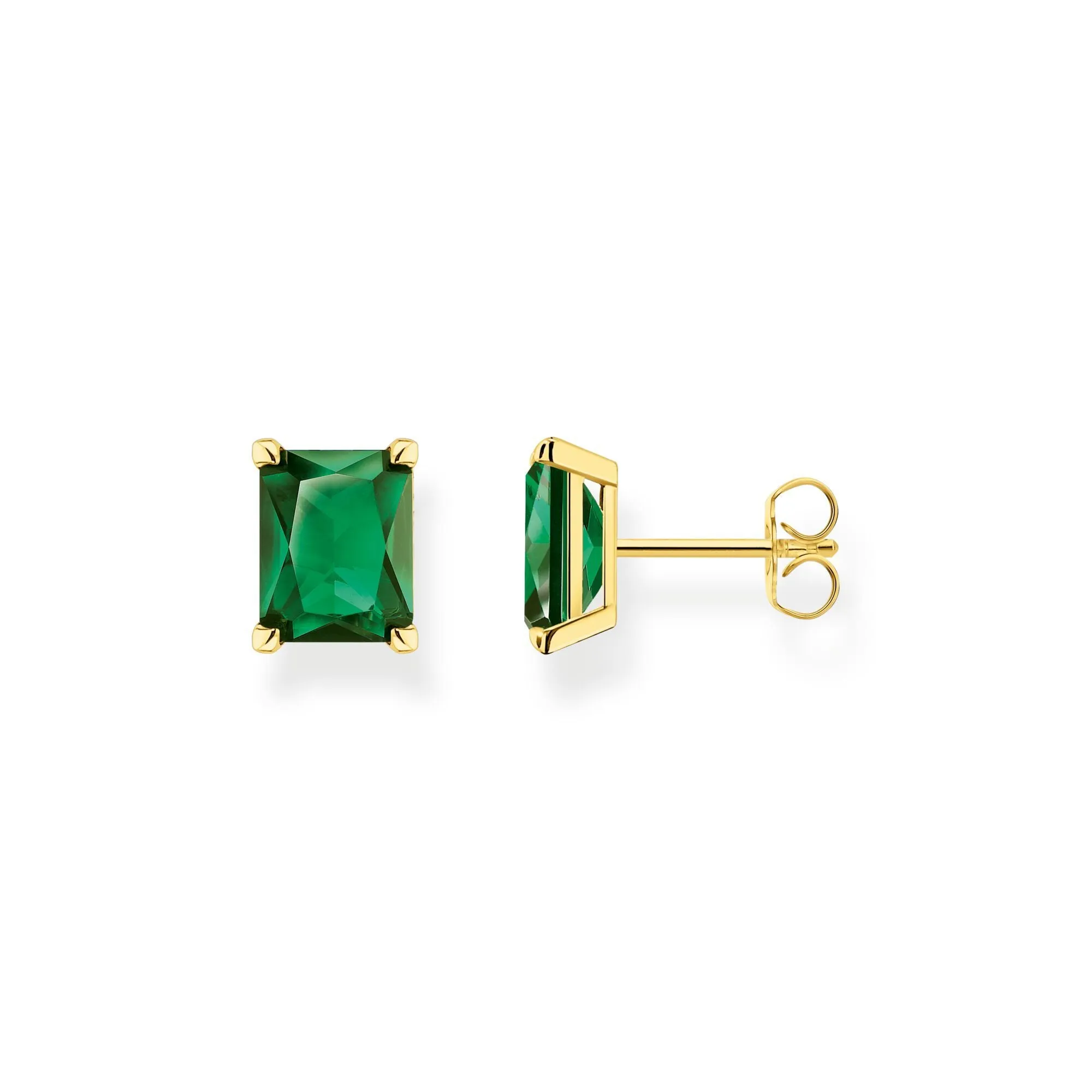 Thomas Sabo Jewellery Thomas Sabo Gold Plated Sterling Silver Green Stone Stud Earrings