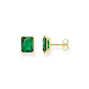 Thomas Sabo Jewellery Thomas Sabo Gold Plated Sterling Silver Green Stone Stud Earrings