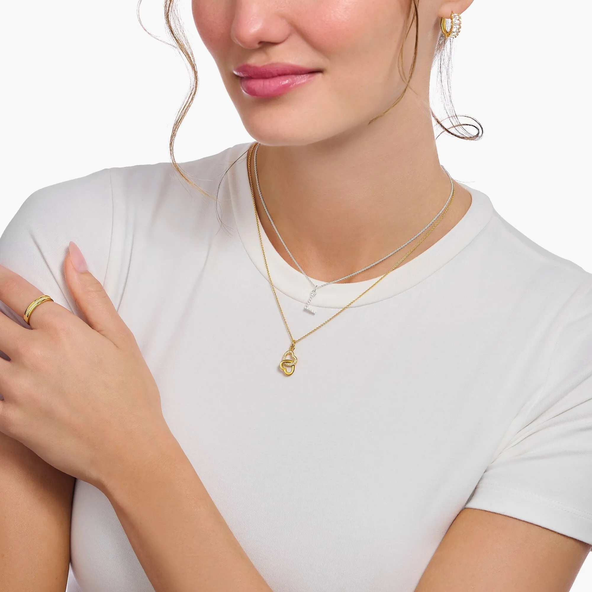 Thomas Sabo Jewellery Thomas Sabo Gold Plated Sterling Silver Intertwined Hearts Necklace