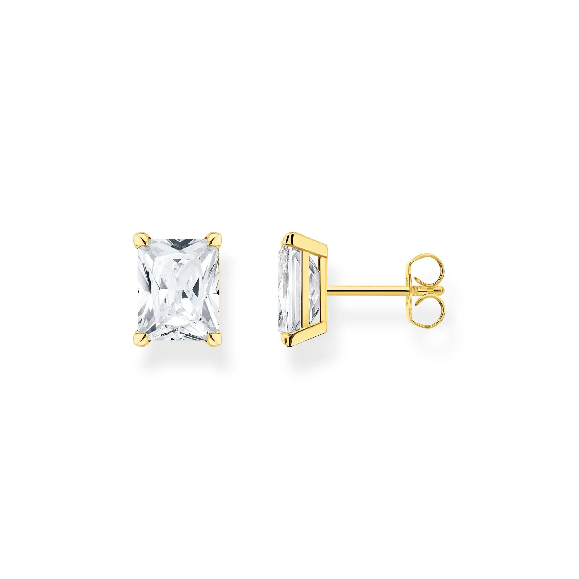 Thomas Sabo Jewellery Thomas Sabo Gold Plated Sterling Silver White Stone Stud Earrings