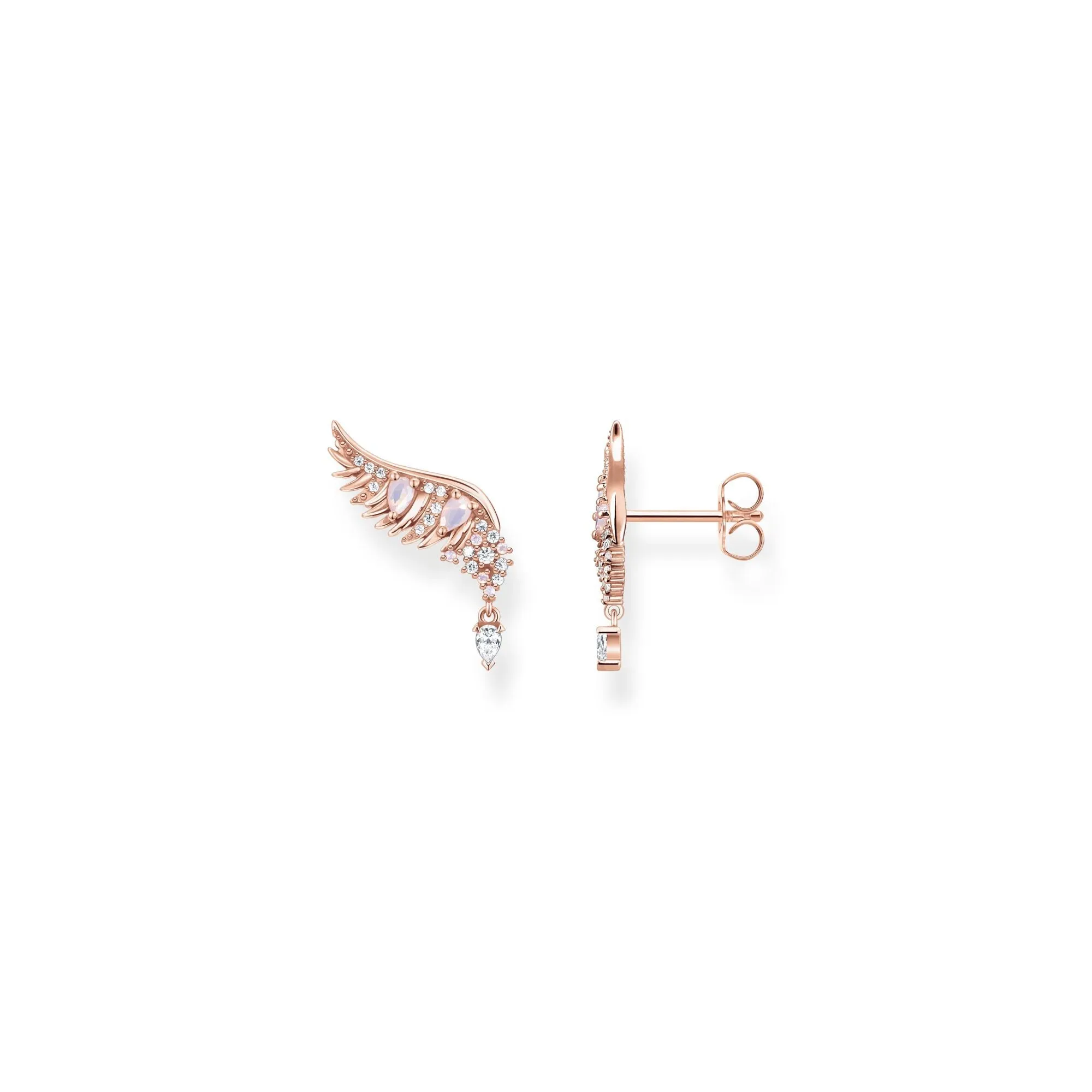 Thomas Sabo Jewellery Thomas Sabo Rose Gold Plated Sterling Silver Phoenix Wing Pink Stones Earrings