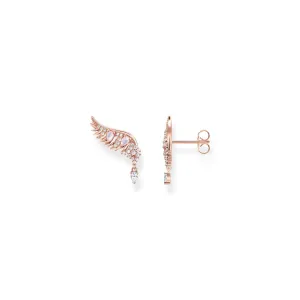 Thomas Sabo Jewellery Thomas Sabo Rose Gold Plated Sterling Silver Phoenix Wing Pink Stones Earrings