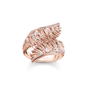 Thomas Sabo Jewellery Thomas Sabo Rose Gold Plated Sterling Silver Phoenix Wing Pink Stones Ring