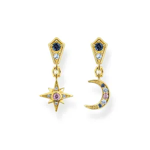 Thomas Sabo Jewellery Thomas Sabo Royalty Sterling Silver Gold Plated Star and Moon Earrings