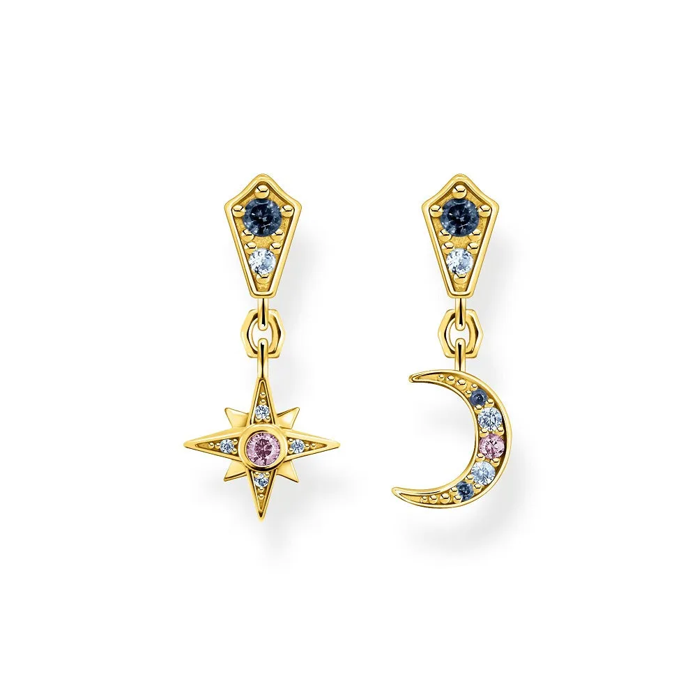 Thomas Sabo Jewellery Thomas Sabo Royalty Sterling Silver Gold Plated Star and Moon Earrings