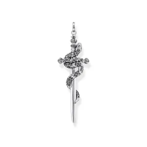 Thomas Sabo Jewellery Thomas Sabo Sterling Silver Blackened Sword with Snake Pendant