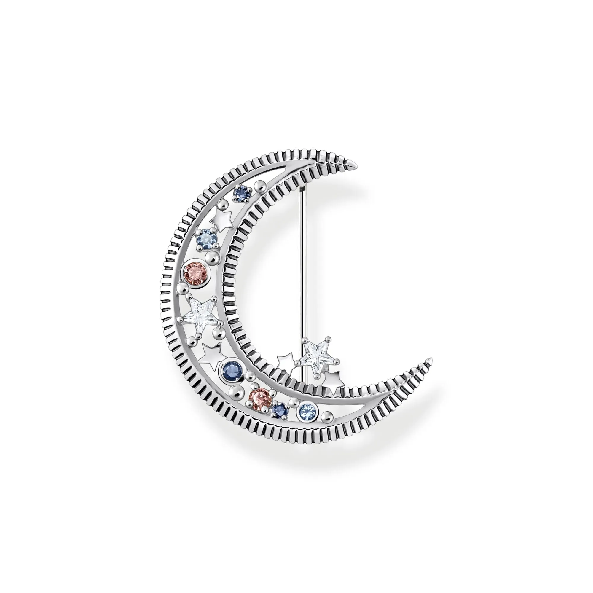 Thomas Sabo Jewellery Thomas Sabo Sterling Silver Crescent Moon Colourful Stone Brooch