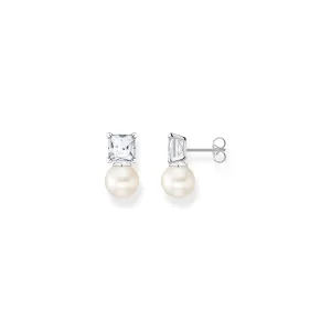 Thomas Sabo Jewellery Thomas Sabo Sterling Silver Freshwater Pearl White Stone Stud Earrings
