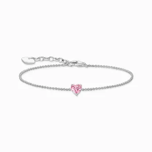 Thomas Sabo Jewellery Thomas Sabo Sterling Silver Heart Pink Zirconia Bracelet