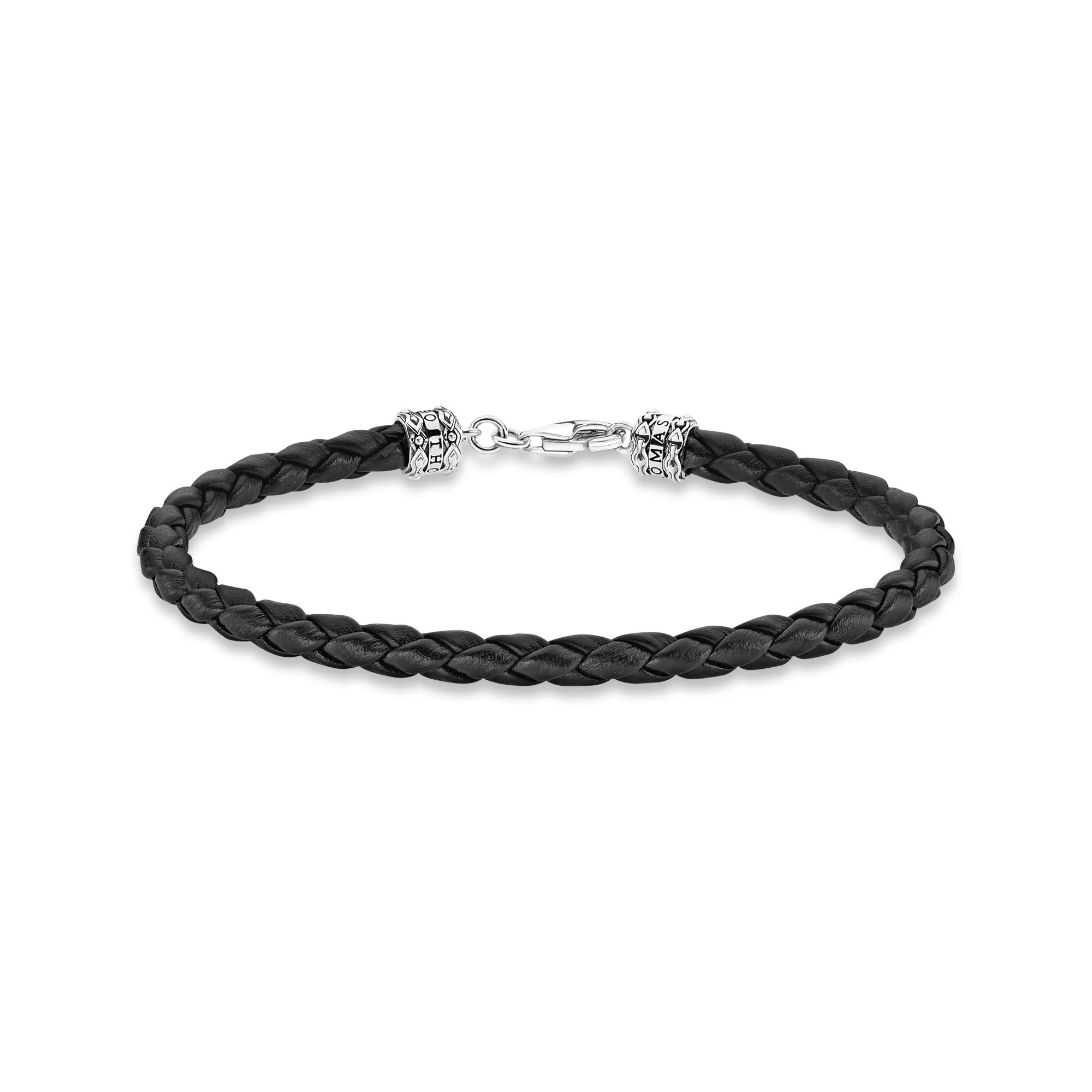 Thomas Sabo Jewellery Thomas Sabo Sterling Silver Leather Black Bracelet 19cm