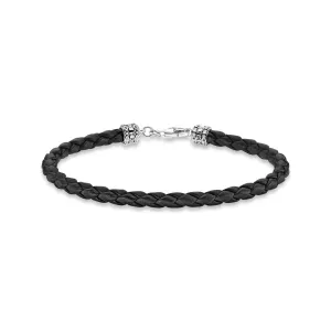 Thomas Sabo Jewellery Thomas Sabo Sterling Silver Leather Black Bracelet 19cm