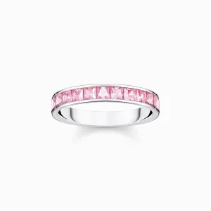 Thomas Sabo Jewellery Thomas Sabo Sterling Silver Pave Pink Stones Ring