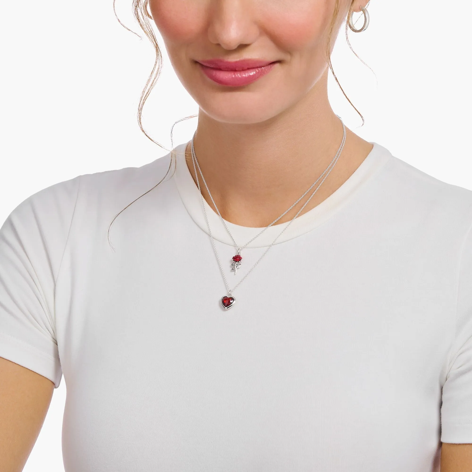 Thomas Sabo Jewellery Thomas Sabo Sterling Silver Red Rose Enamel Necklace