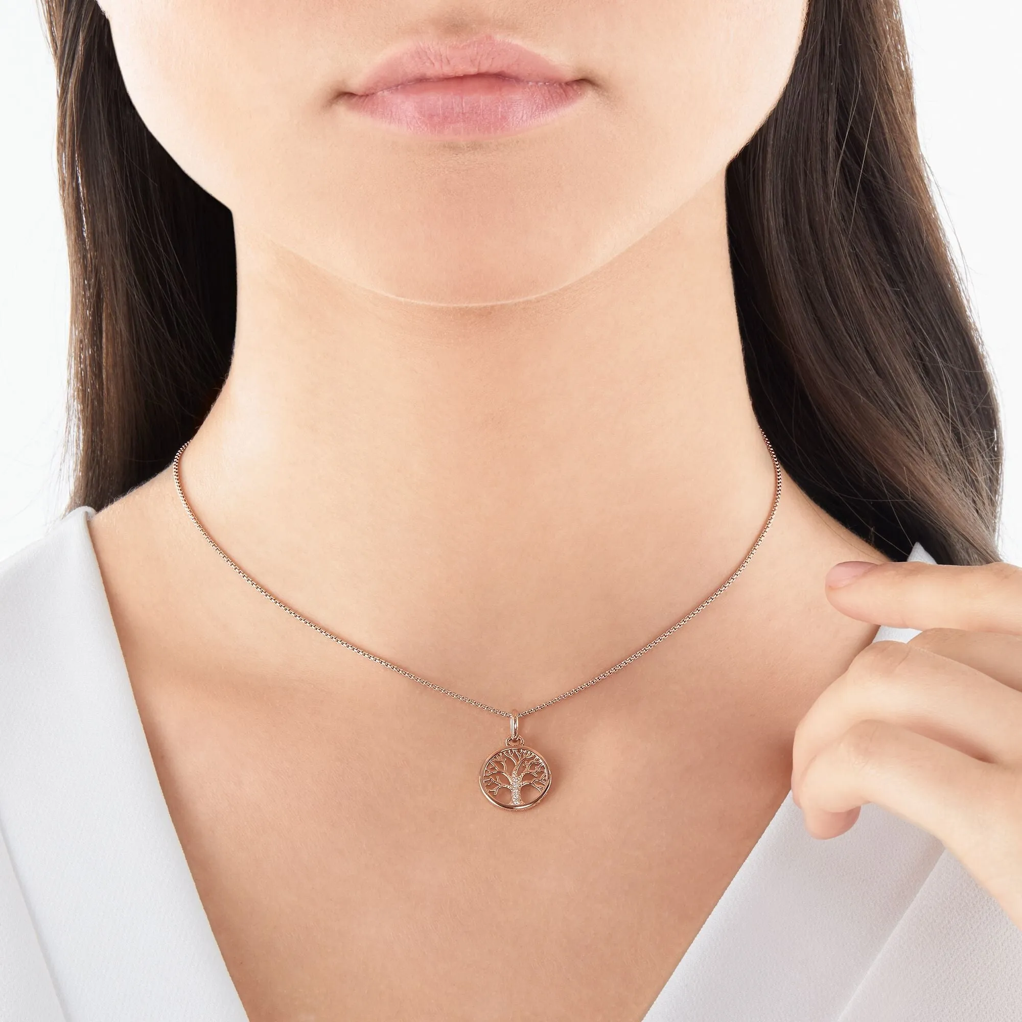 Thomas Sabo Jewellery Thomas Sabo Sterling Silver Rose Gold Plated Tree Of Love Necklace