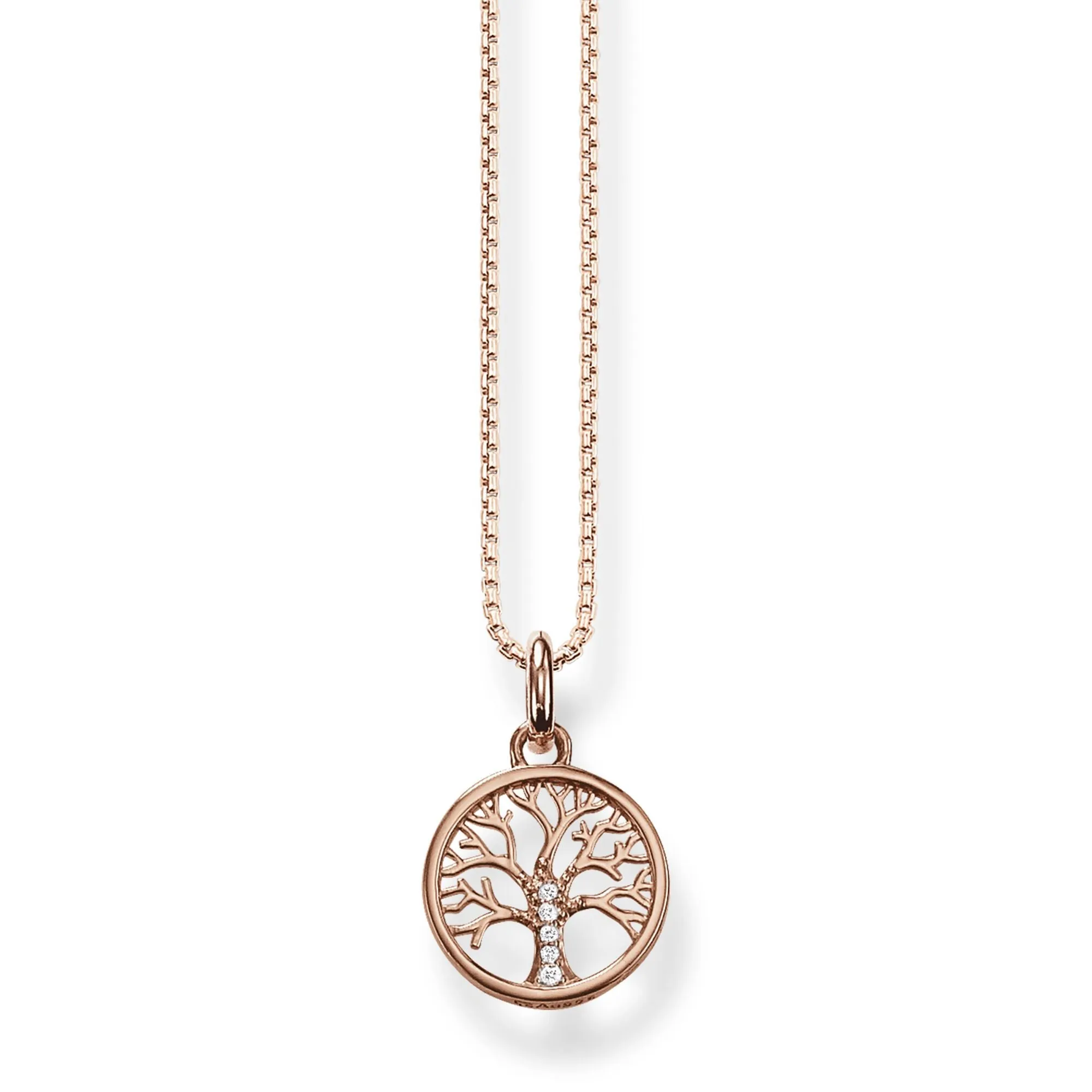 Thomas Sabo Jewellery Thomas Sabo Sterling Silver Rose Gold Plated Tree Of Love Necklace