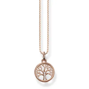 Thomas Sabo Jewellery Thomas Sabo Sterling Silver Rose Gold Plated Tree Of Love Necklace