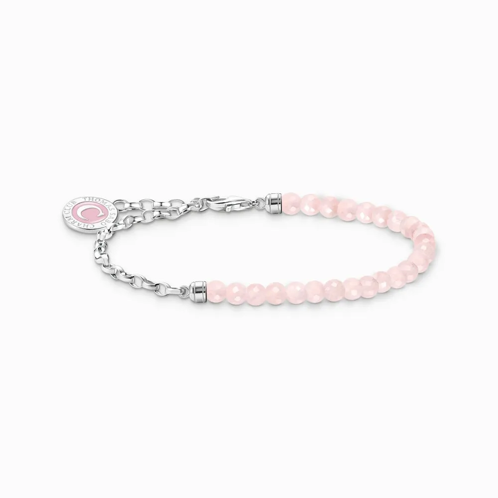 Thomas Sabo Jewellery Thomas Sabo Sterling Silver Rose Quartz Charmista Member Charm Bracelet with Coin