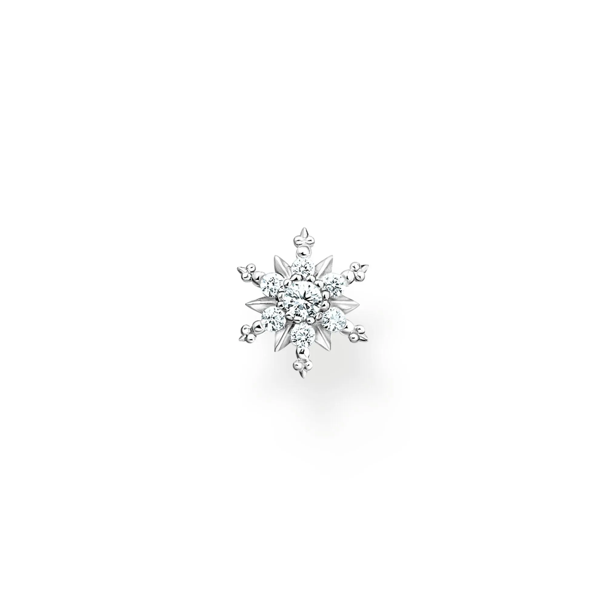 Thomas Sabo Jewellery Thomas Sabo Sterling Silver Snowflake White Stones Single Stud Earring
