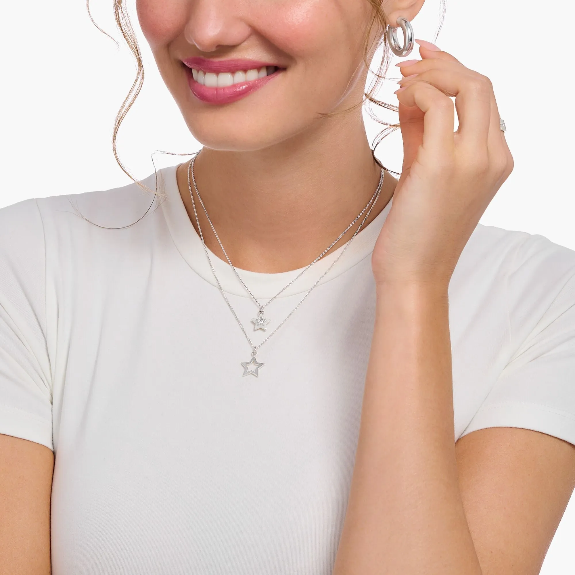 Thomas Sabo Jewellery Thomas Sabo Sterling Silver Star White Zirconia Necklace