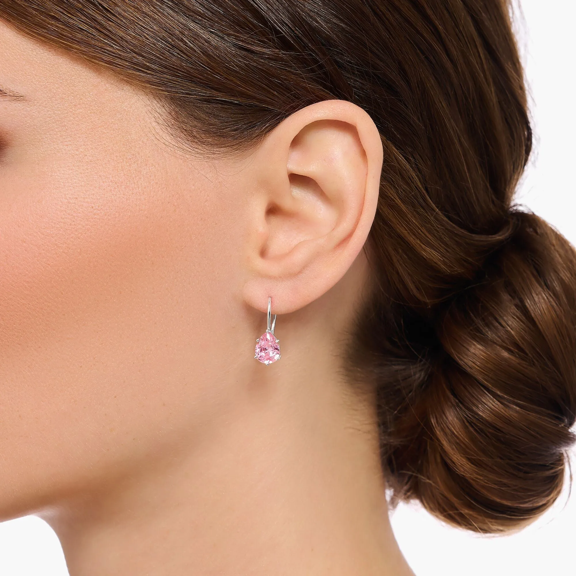 Thomas Sabo Jewellery Thomas Sabo Sterling Silver Teardrop Pink Zirconia Earrings