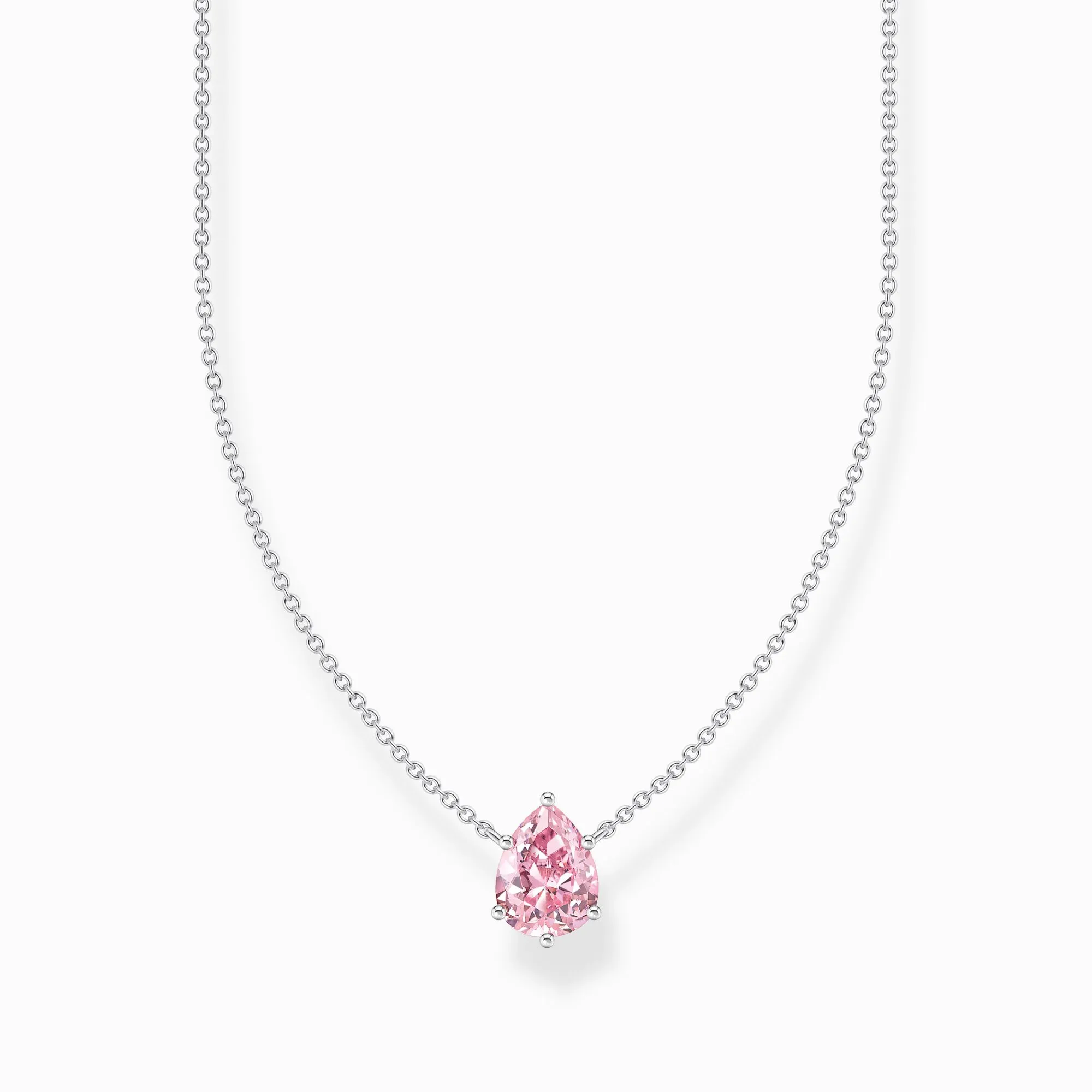 Thomas Sabo Jewellery Thomas Sabo Sterling Silver Teardrop Pink Zirconia Necklace