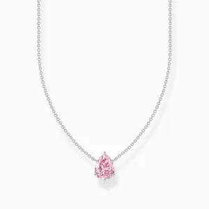 Thomas Sabo Jewellery Thomas Sabo Sterling Silver Teardrop Pink Zirconia Necklace