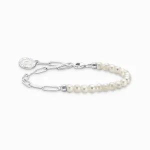 Thomas Sabo Jewellery Thomas Sabo Sterling Silver White Pearl Charmista Member Charm Bracelet with Coin