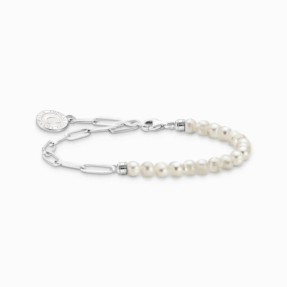 Thomas Sabo Jewellery Thomas Sabo Sterling Silver White Pearl Charmista Member Charm Bracelet with Coin