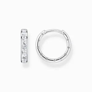 Thomas Sabo Jewellery Thomas Sabo Sterling Silver White Stone Hoop Earrings
