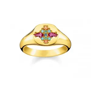 Thomas Sabo Paradise Gold Multi Stone Signet Ring TR2231-996-7 Thomas Sabo Rings