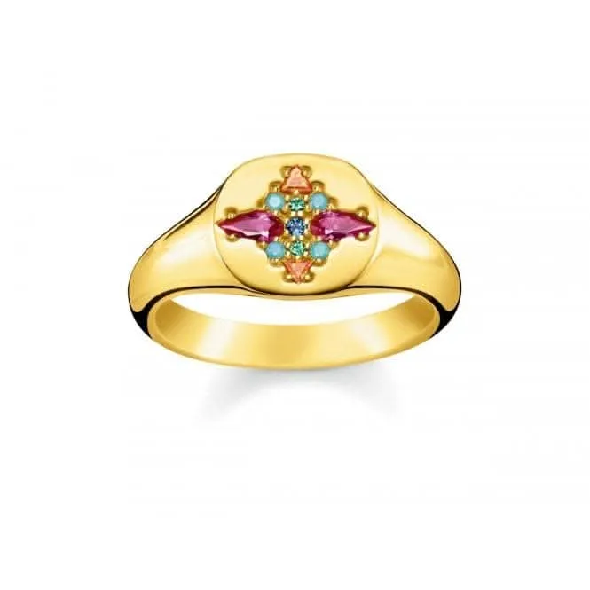 Thomas Sabo Paradise Gold Multi Stone Signet Ring TR2231-996-7 Thomas Sabo Rings