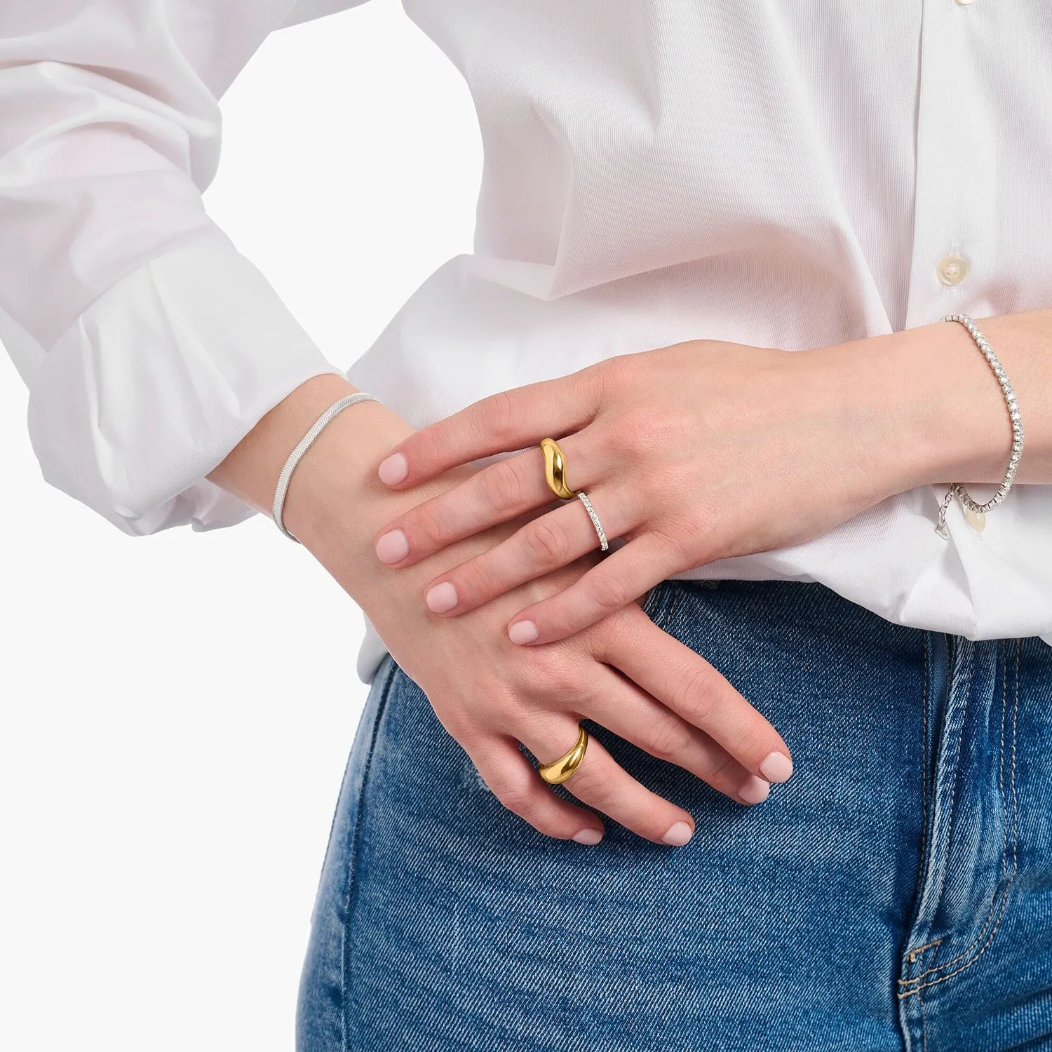 Thomas Sabo Silver Jewellery Thomas Sabo Gold Plated Sterling Silver Bold Organic Wave Ring