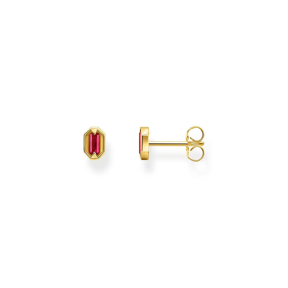 Thomas Sabo Silver Jewellery Thomas Sabo Gold Plated Sterling Silver Crocodile Rock Red Stud Earrings