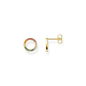 Thomas Sabo Silver Jewellery Thomas Sabo Sterling Silver Gold Plated Together Ring Rainbow CZ Stud Earrings