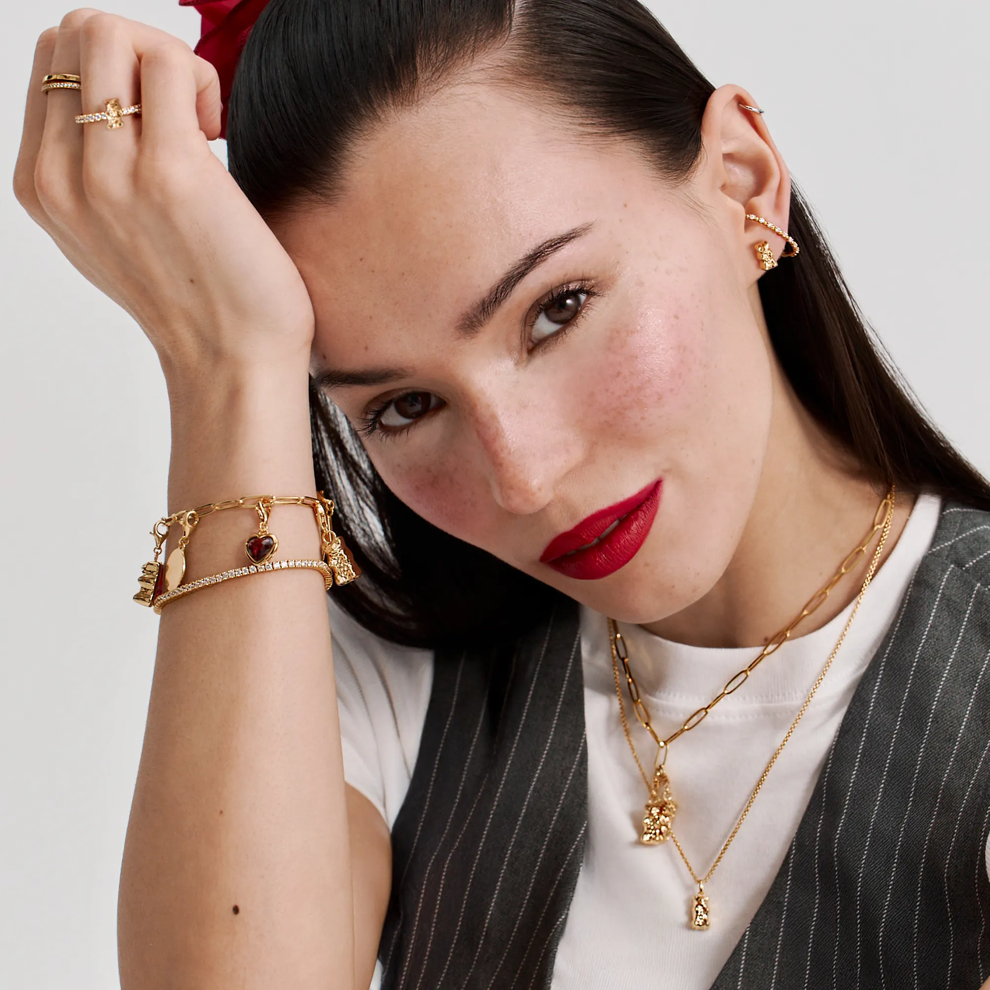 Thomas Sabo Womens Earrings Ear studs with Gold HARIBO goldbear