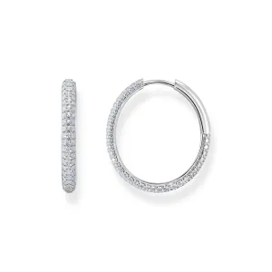 Thomas Sabo Womens Earrings Large thin hoop earrings with white zirconia