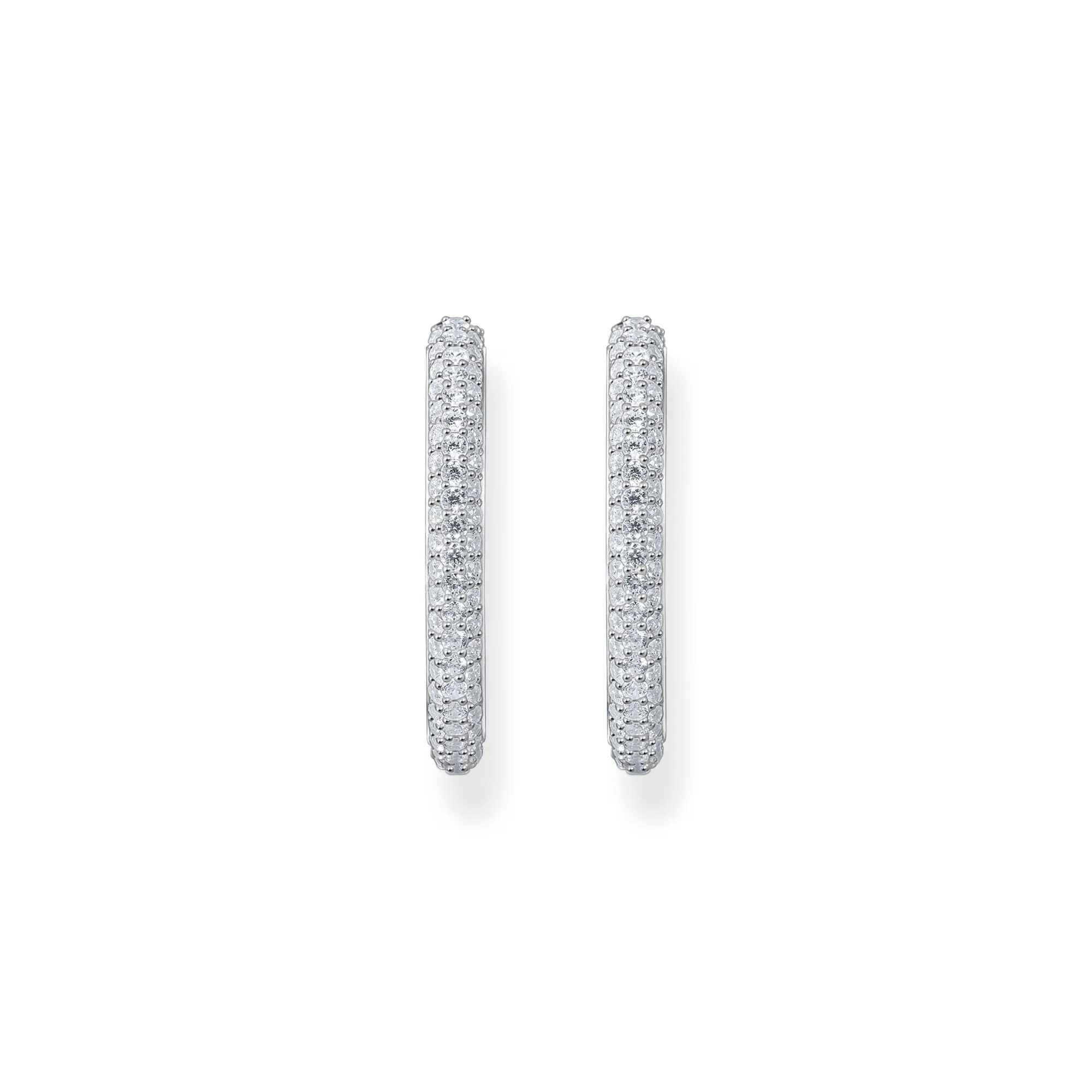 Thomas Sabo Womens Earrings Large thin hoop earrings with white zirconia