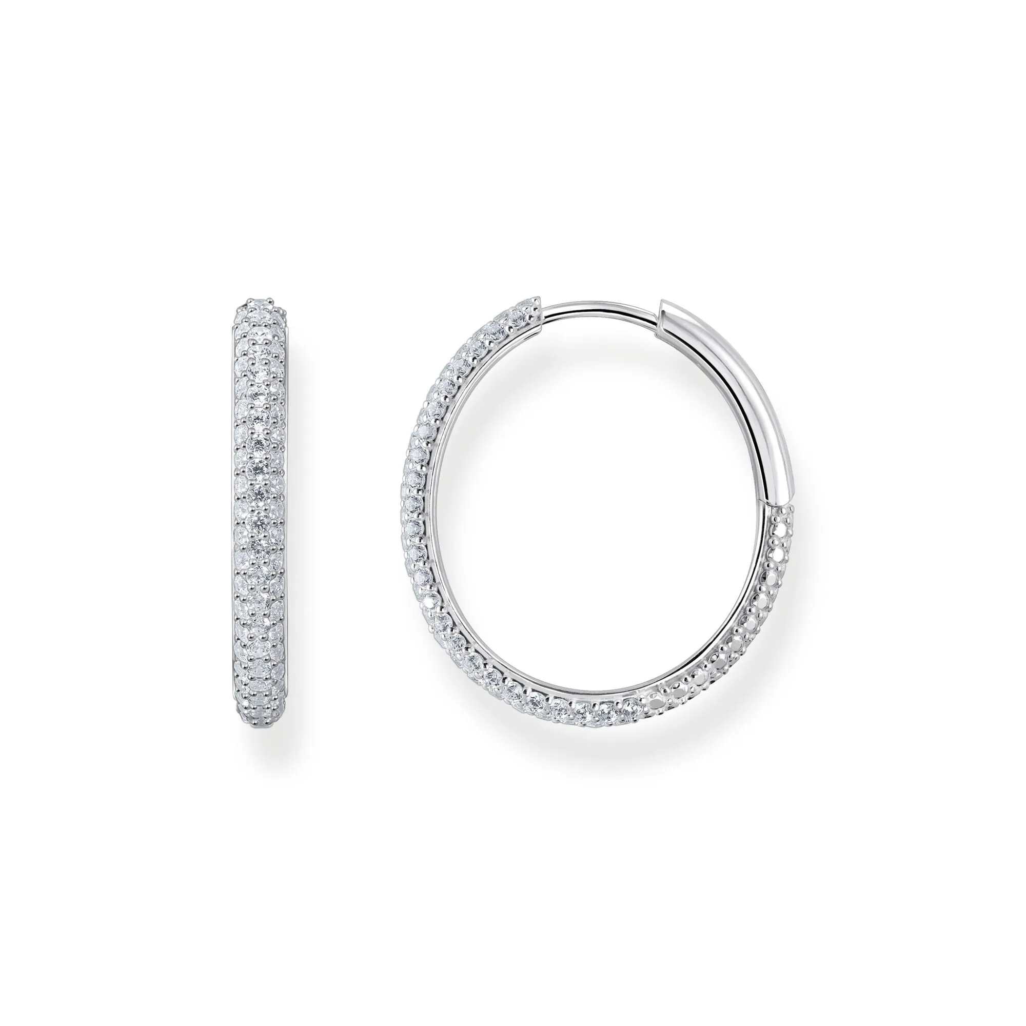 Thomas Sabo Womens Earrings Large thin hoop earrings with white zirconia