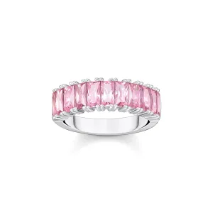 Thomas Sabo Womens Rings Heritage Pink Baguette Cut Silver Ring