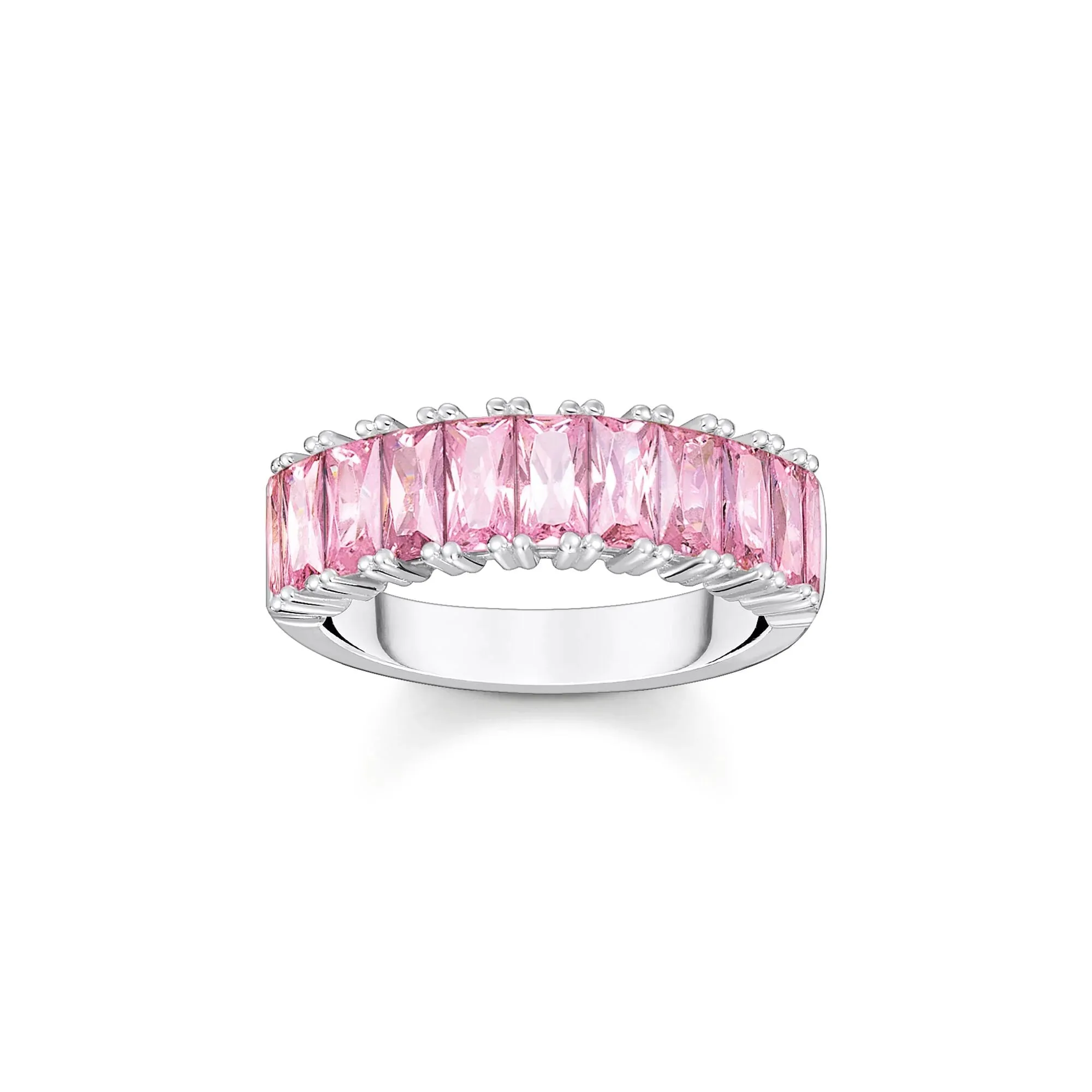 Thomas Sabo Womens Rings Heritage Pink Baguette Cut Silver Ring
