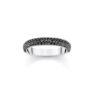 Thomas Sabo Womens Rings Thin band ring with black zirconia
